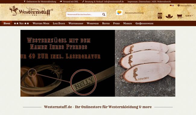 Onlineshop Erstellung für Westernstuff