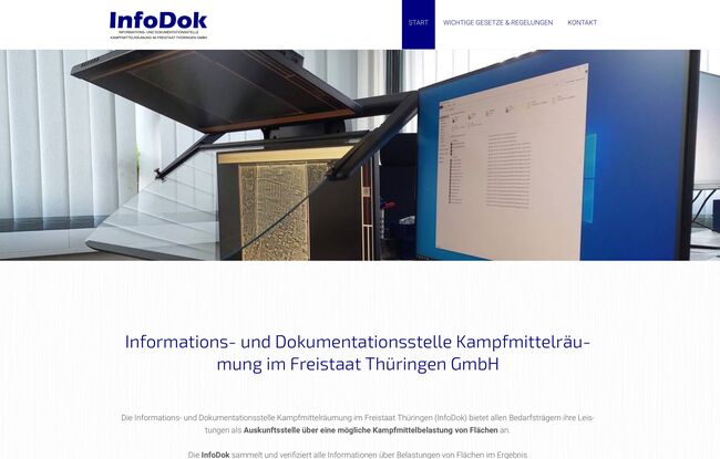 Webseite Infodok Kampfmittelräumung Thüringen